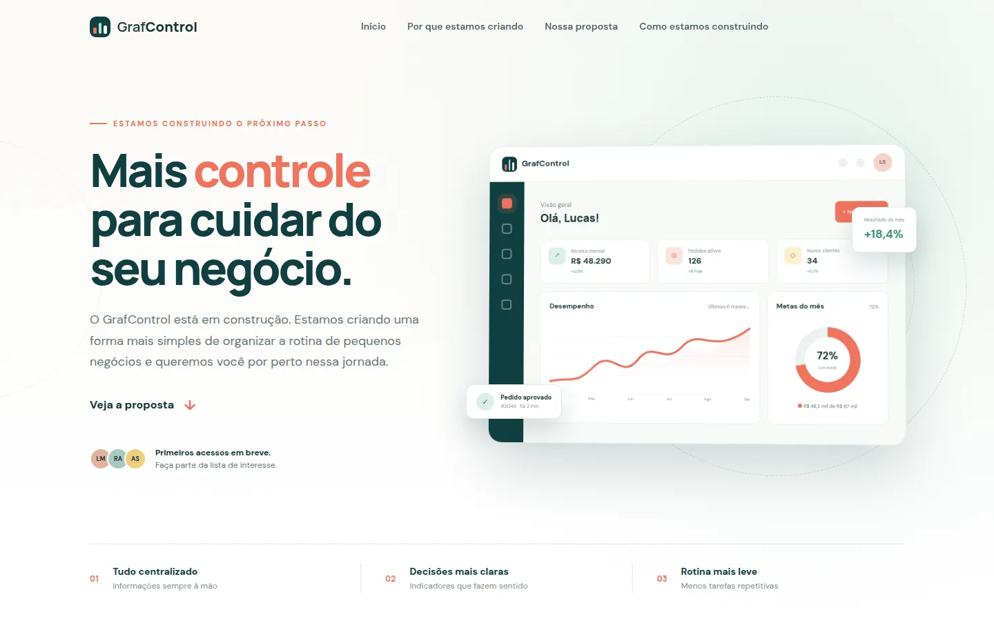 Interface do GrafControl, solução web de gestão